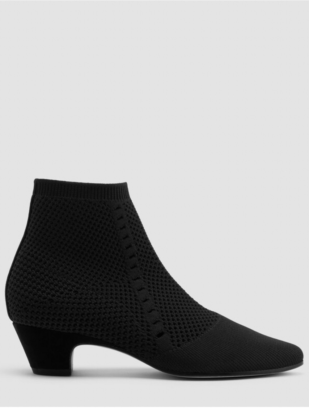Eileen Fisher Purl Recycled Black Stretch Knit Ankle Bootie